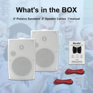 2PCS 6.5'' 400W Outdoor Speakers Wired Waterproof Wall Mount Speakers