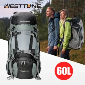 WESTTUNE 60L Explorer Internal Frame Backpack with Rain Cover