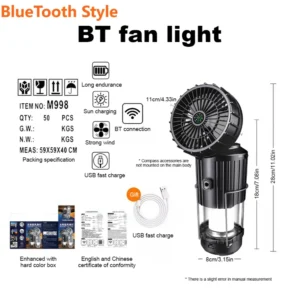 Solar Camping Bluetooth Light with Fan